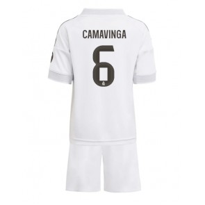 Real Madrid Eduardo Camavinga #6 Dětské Domácí dres komplet 2025-26 Krátký Rukáv (+ trenýrky)